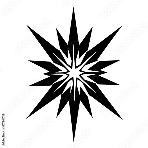Black Geometric Starburst on White Background
