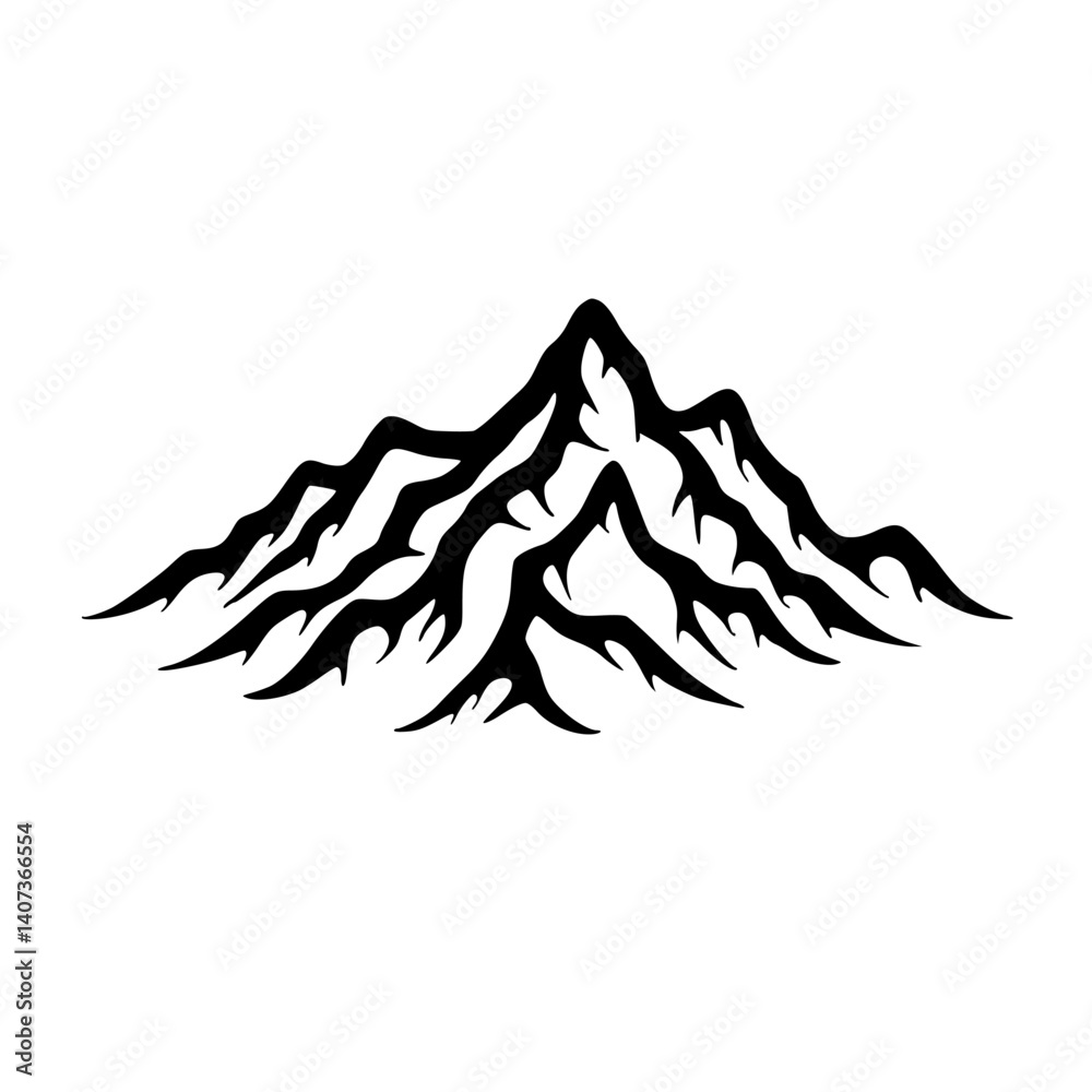 Mountain Silhouette: Vector Illustration, Minimalist, Black and White