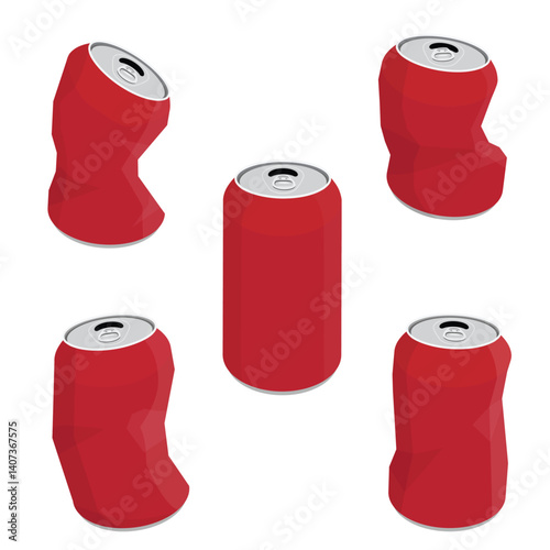 Collection of various crushed soda tin cans