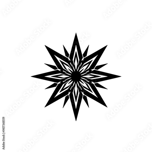 Black Geometric Starburst Design on White Background