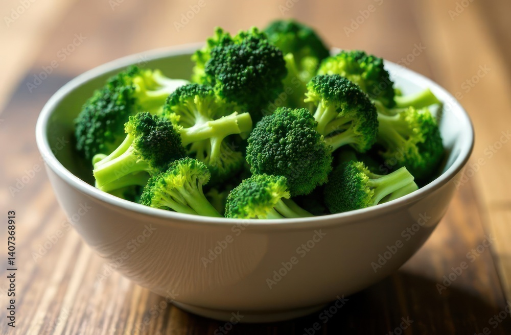 fresh broccoli florets in white bowl on wooden table. healthy eating and organic food concept. vegetarian diet and cooking inspiration. menu design, recipe book. fresh broccoli florets in white bowl on wooden table. healthy eating and organic food concept. vegetarian diet and cooking inspiration. menu design, recipe book.