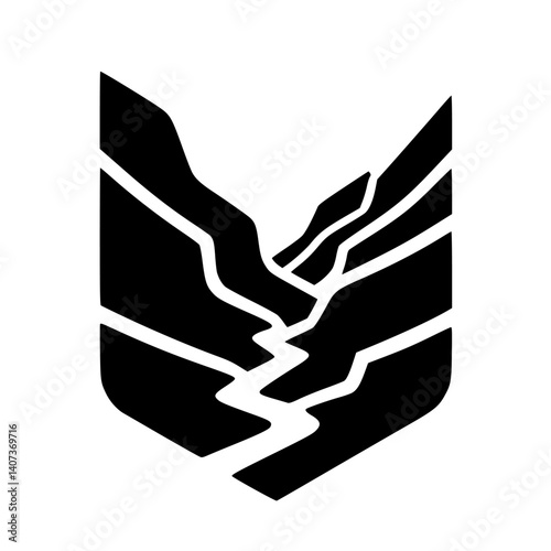 Abstract Black and White Mountain Crest Logo, Minimalist Design