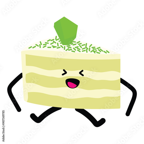 Funny cartoon character piece of birthday cake