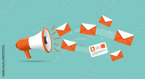Email marketing campaign announcement with megaphone and envelope icons art