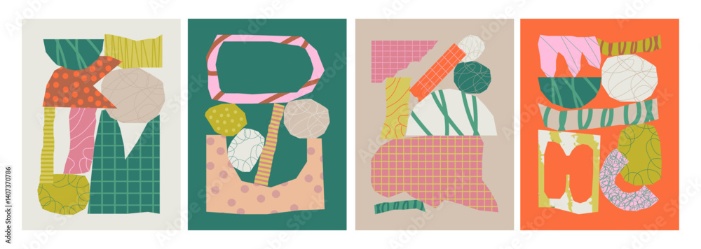 Φωτογραφία Set of abstract backgrounds with cutout shapes