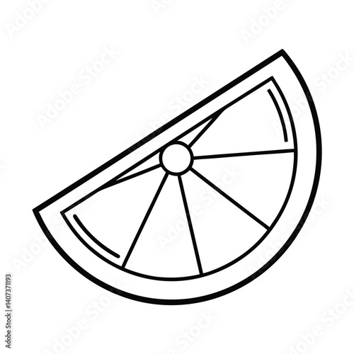 Outline of a Juicy Lime Slice, Citrus Fruit Vector Illustration