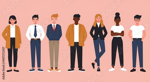 Diverse team vector illustration group of people business professionals