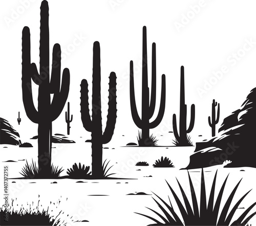 Cactus Desert Landscape Silhouette Bundle | Western SVG Scenes for Cricut & Laser Cutting

