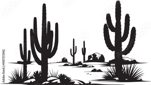 Cactus Desert Landscape Silhouette Bundle | Western SVG Scenes for Cricut & Laser Cutting

