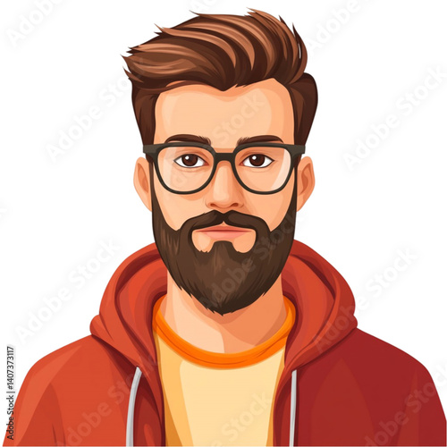 Stylish man with beard glasses and hoodie