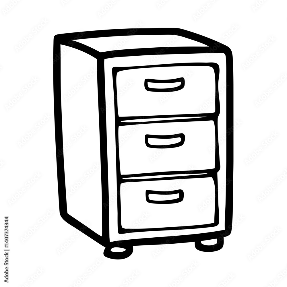 Simple filing cabinet icon with three drawers, organization concept Simple filing cabinet icon with three drawers, organization concept
