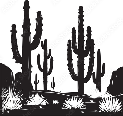 Cactus Desert Landscape Silhouette Bundle | Western SVG Scenes for Cricut & Laser Cutting

