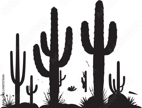 Cactus Desert Landscape Silhouette Bundle | Western SVG Scenes for Cricut & Laser Cutting

