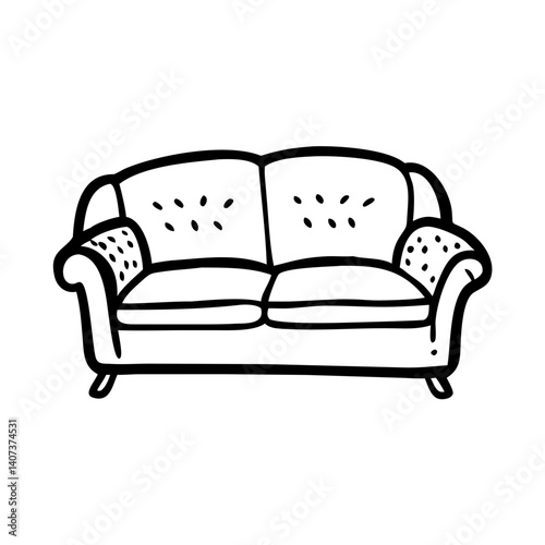 Sofa icon with decorative patterns, home comfort concept