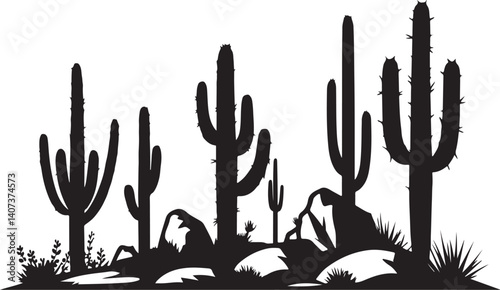 Cactus Desert Landscape Silhouette Bundle | Western SVG Scenes for Cricut & Laser Cutting

