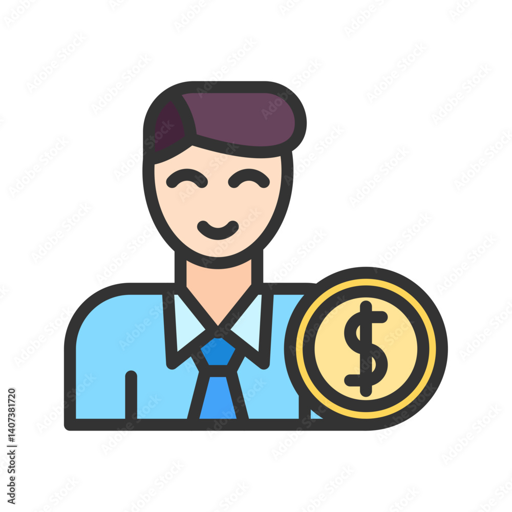 Investor icon vector image. Suitable for mobile apps, web apps and print media. Investor icon vector image. Suitable for mobile apps, web apps and print media.