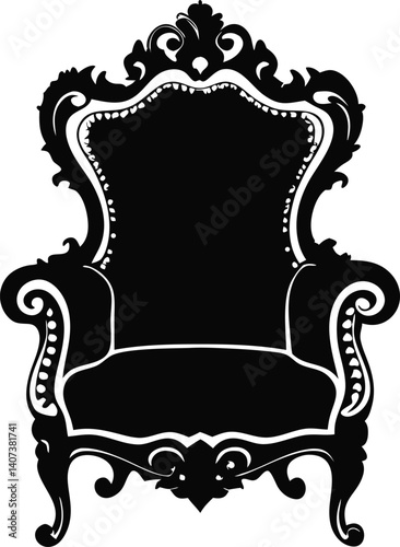 Decorative antique throne silhouette black vector art work