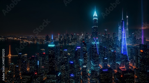 night city lights,bright idea leading to business growth