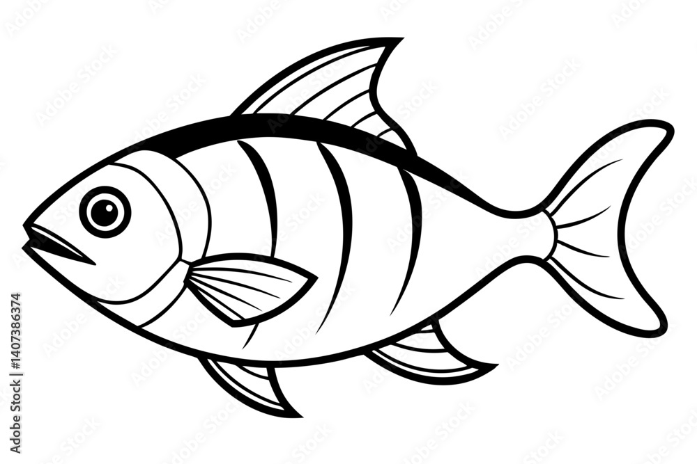 Fototapeta premium Piranha Ink Drawing Vector
