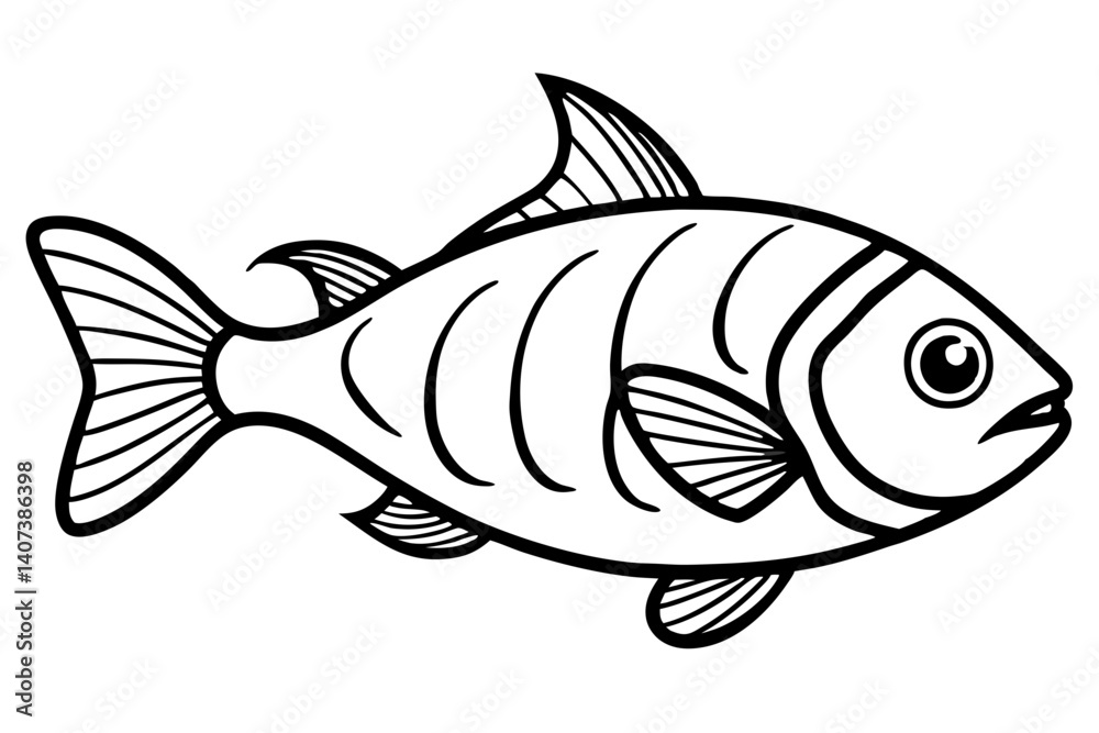 Fototapeta premium Piranha Ink Drawing Vector