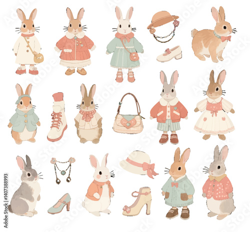 set of funny cartoon animals