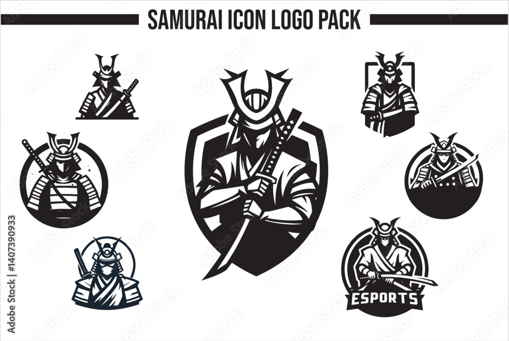 Fototapeta premium Simple icon samurai logo pack