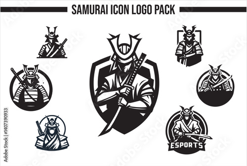 Simple icon samurai logo pack