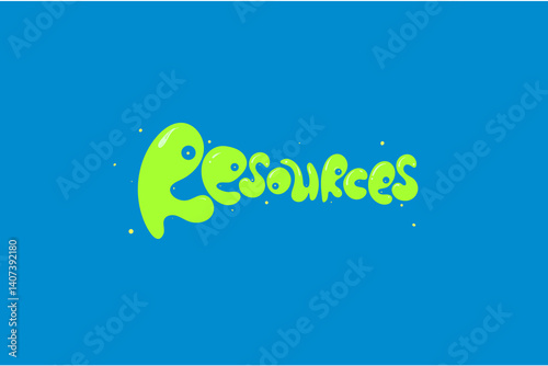 Word resources is written in a free style font, With green font color and blue background
