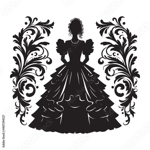 Elegance in Silhouette A Woman Adorned in an Exquisite Prom Dress
