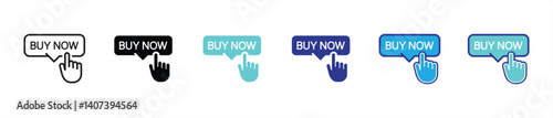 buy now icon set. buy now with pointer hand clicking for online shopping icon app and web. vector illustration