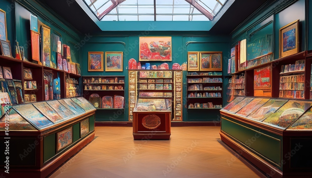 Vibrant Pop Culture Haven A Glimpse into a French Collectibles Store teeming with Memorabilia, Showcasing an Eclectic Mix of Timeless and Trendy Merchandise, Bathed in Soft Light. Vibrant Pop Culture Haven A Glimpse into a French Collectibles Store teeming with Memorabilia, Showcasing an Eclectic Mix of Timeless and Trendy Merchandise, Bathed in Soft Light.