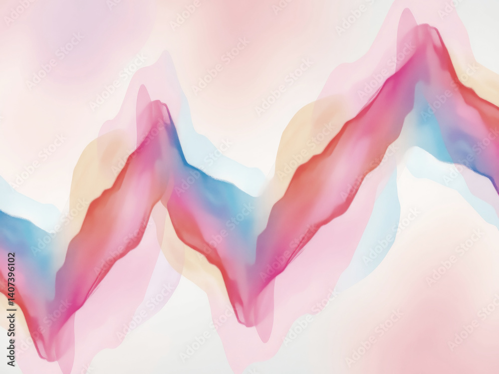 A colorful line with a pink and blue gradient. The line is curved and has a wavy appearance