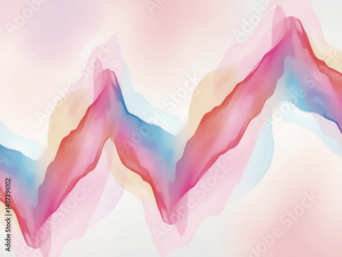 A colorful line with a pink and blue gradient. The line is curved and has a wavy appearance