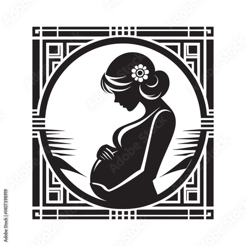 Elegant silhouette portraying the serene anticipation of motherhood journey