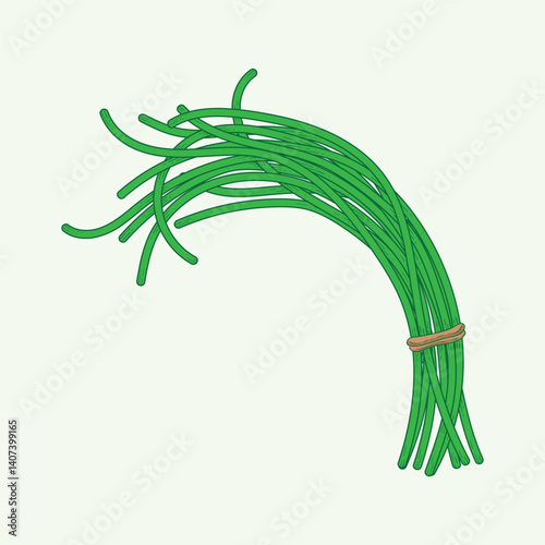 Long Beans Vegetables Flat Design Cartoon Illustration