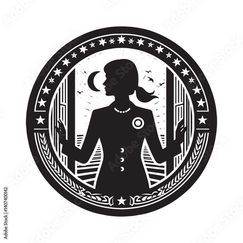 Empowered woman in silhouette embodies leadership and political aspirations