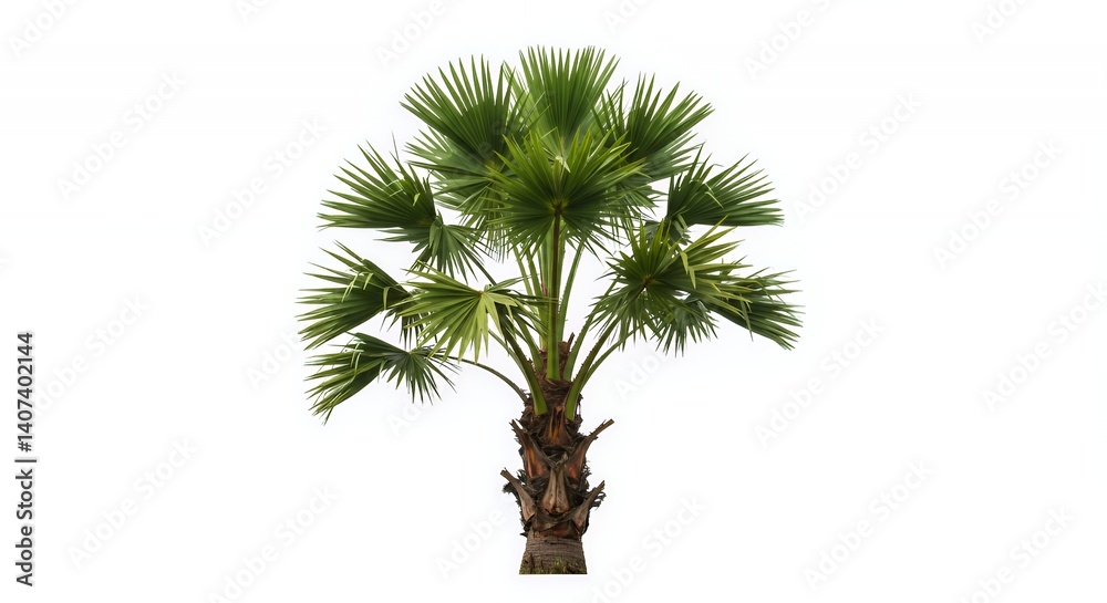 Fototapeta premium Detailed Lush Green Palm Tree Isolated on White