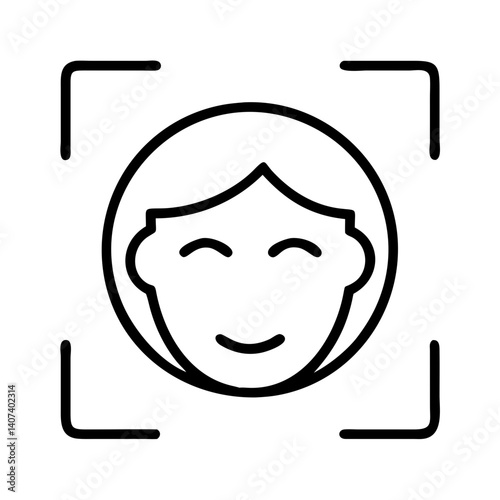 Face recognition technology icon for ai and security systems in vector graphic design style