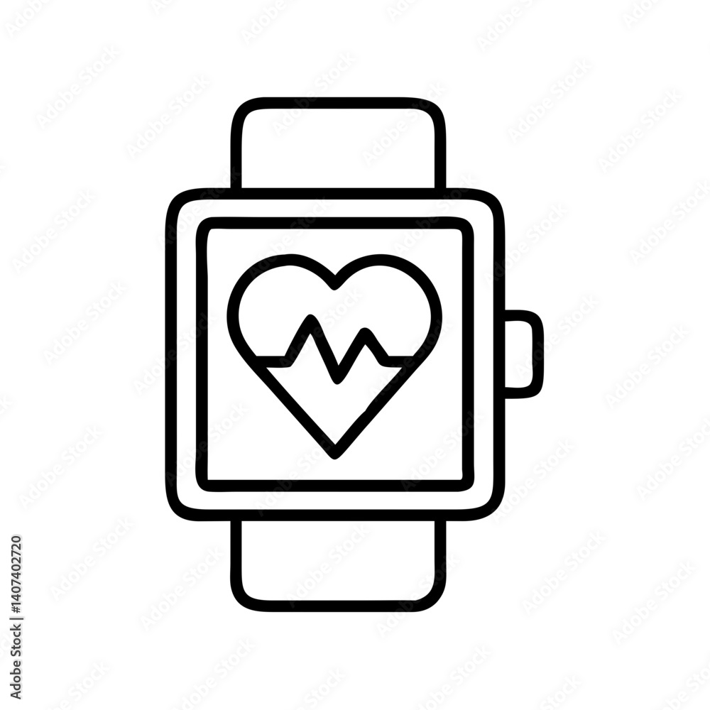 Heart rate monitor smartwatch fitness tracker health app wearable technology device icon vector Heart rate monitor smartwatch fitness tracker health app wearable technology device icon vector
