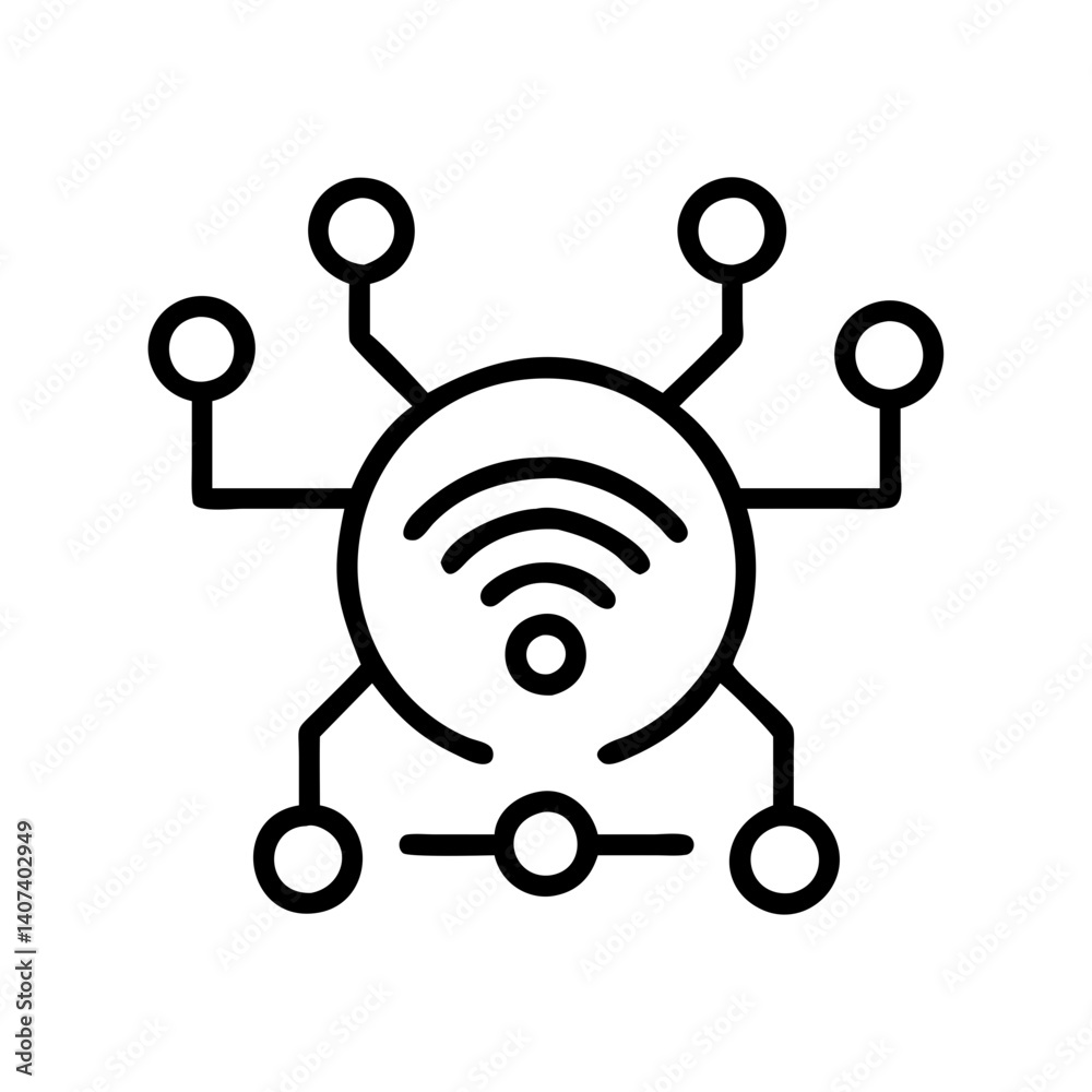 Smart home automation system icon for iot devices and wireless network connection technology Smart home automation system icon for iot devices and wireless network connection technology
