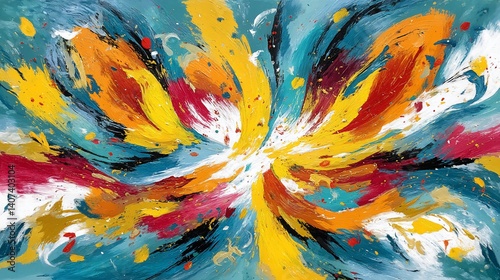 Wallpaper Mural Vibrant, swirling abstract artwork in warm and cool colors Torontodigital.ca