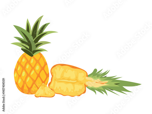 Pineapple. Flat vector, clipart illustration isolated on white background.