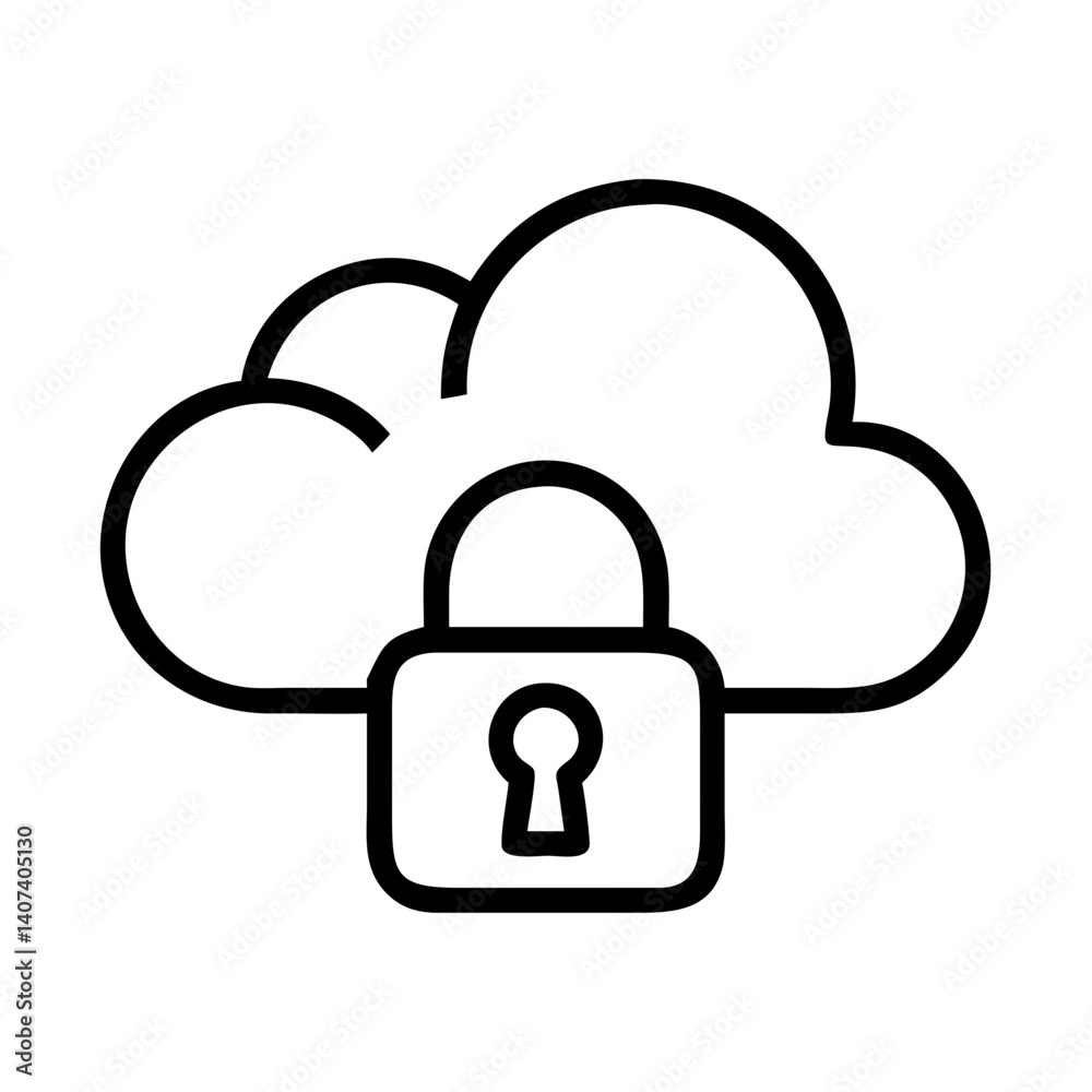 Cloud security padlock icon for data protection and secure storage in network computing system Cloud security padlock icon for data protection and secure storage in network computing system