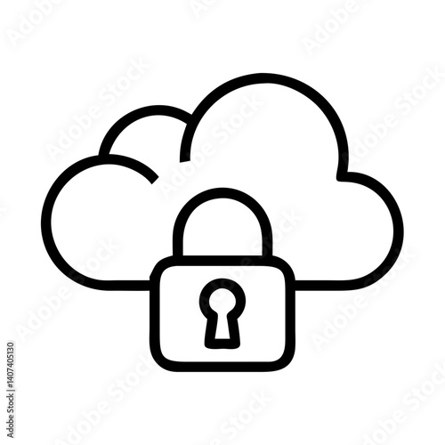 Cloud security padlock icon for data protection and secure storage in network computing system