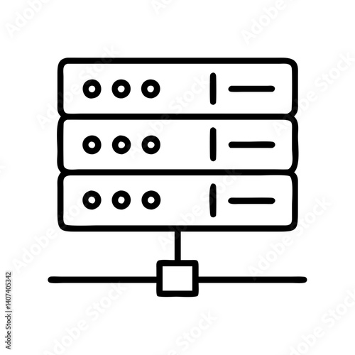 Server data center database hosting network cloud computing storage system line icon vector illustration