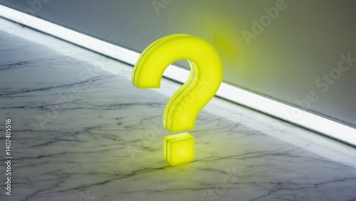 A single yellow question mark sign that lights up, adding a modern and intriguing touch to any room or space. The glowing neon light is perfect for sparking curiosity and engaging in conversations.