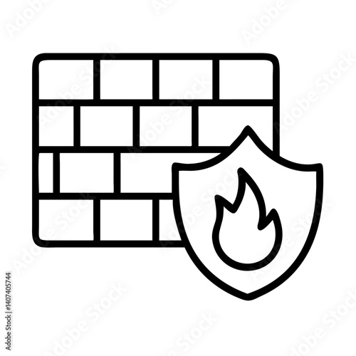 Firewall security protection icon for network safety and data protection against cyber attack