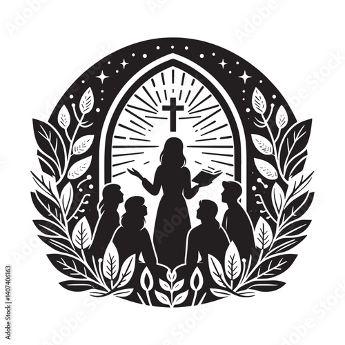 Silhouette of A Woman Sharing a Moment of Fellowship with Her Church Community