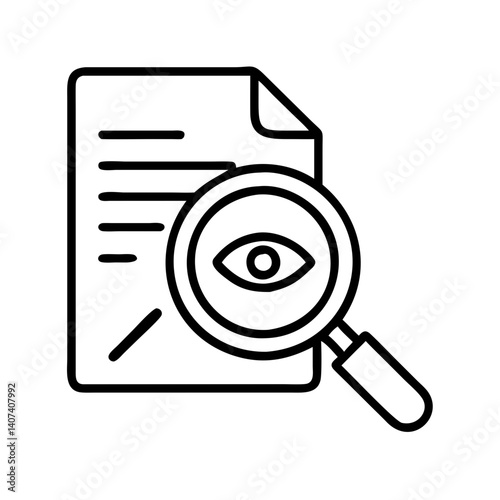 Document inspection and review with magnifying glass and eye icon vector illustration design