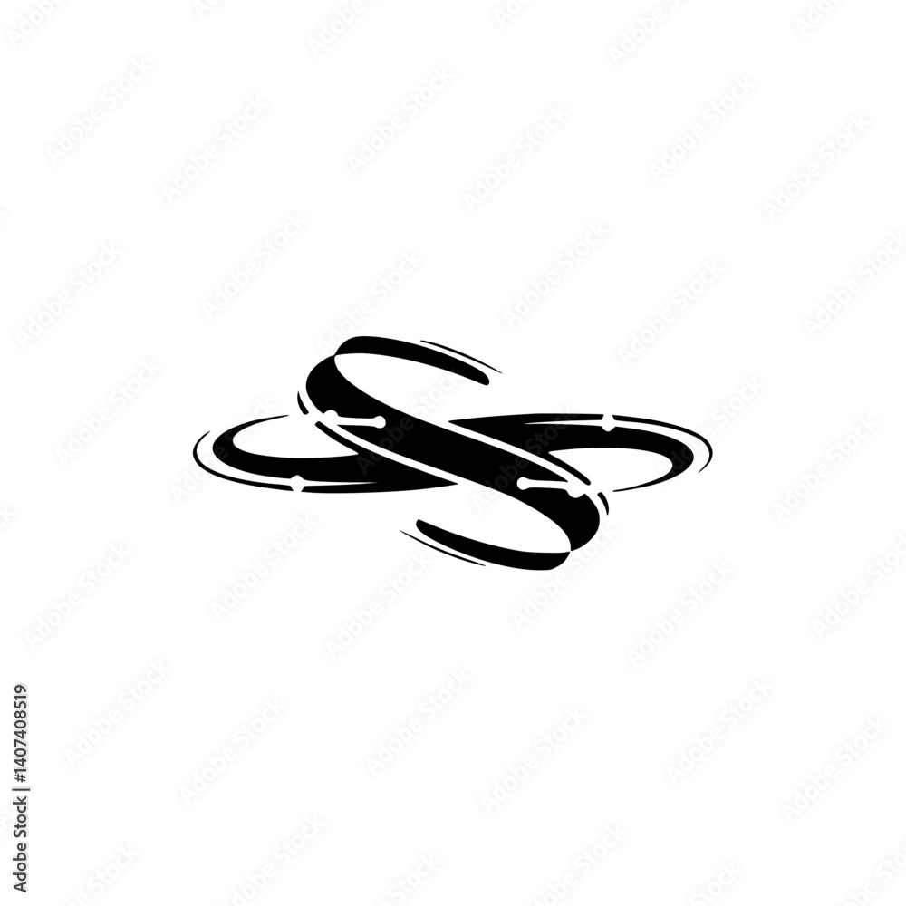 Naklejka premium Abstract Intertwined Rings Logo Design, Minimalist Geometric Icon